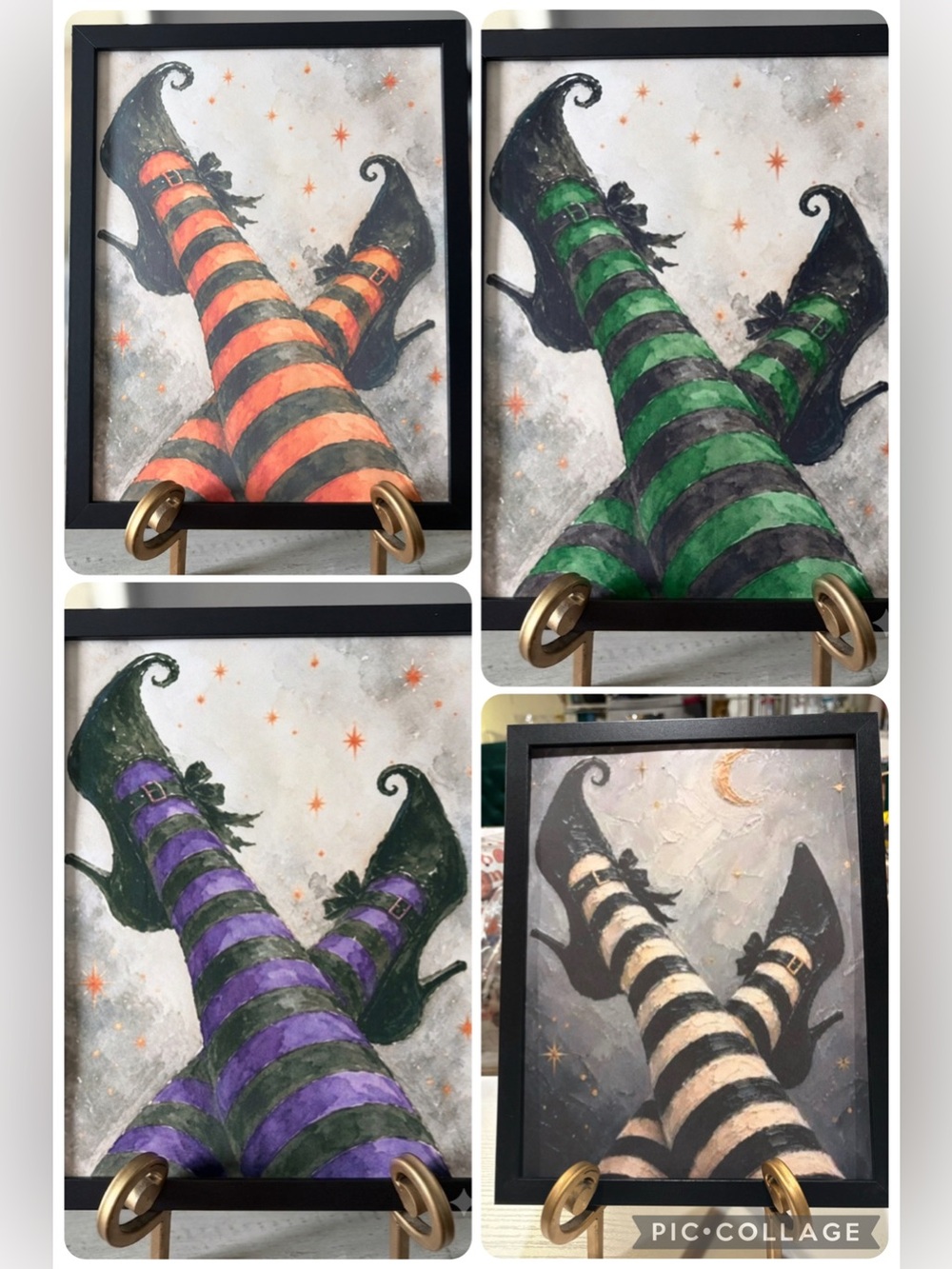 Striped Witch Legs Framed 8x10 Wall Art